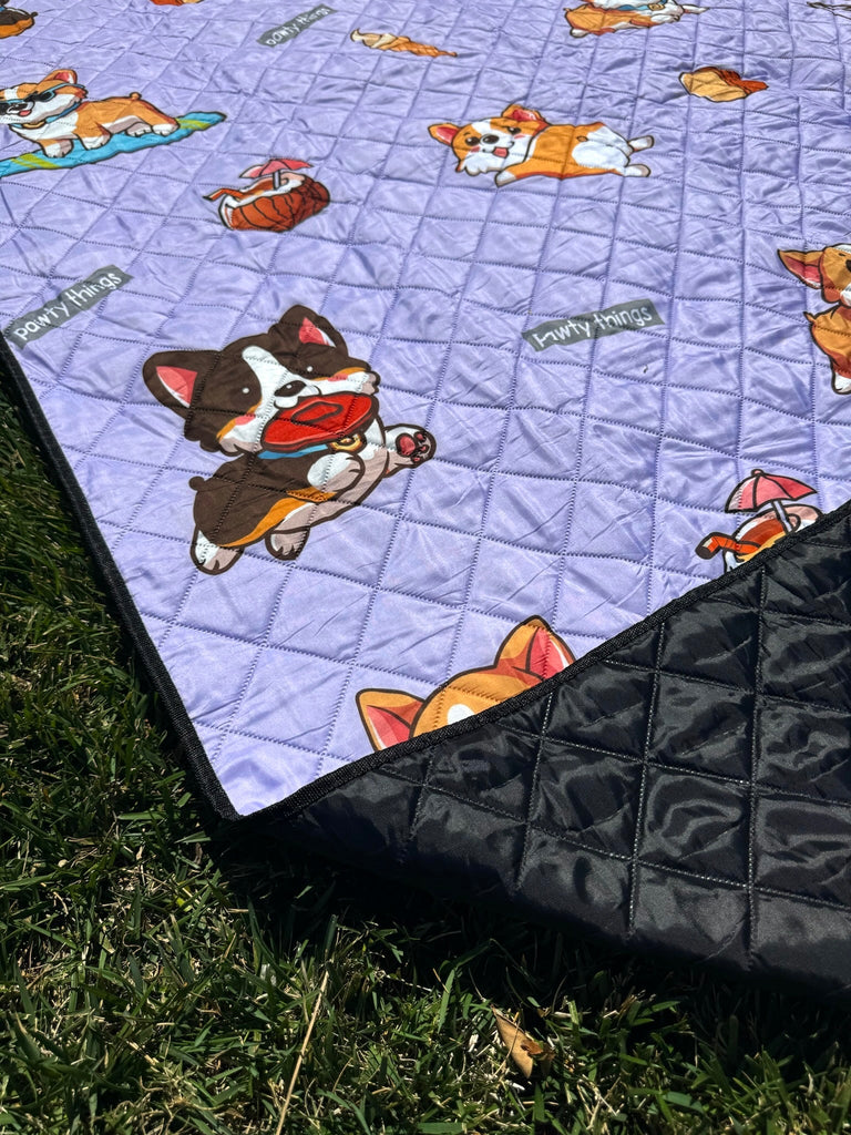 Corgi Picnic/Beach Blanket (Lavender) - PAWTY THINGS