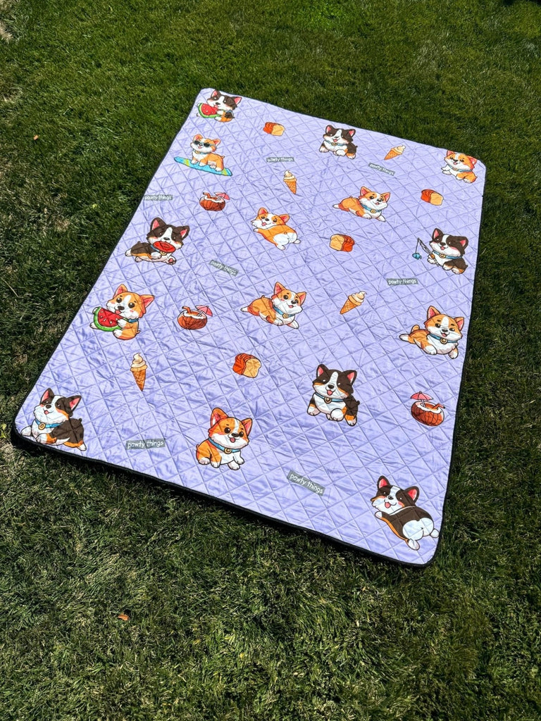 Corgi Picnic/Beach Blanket (Lavender) - PAWTY THINGS