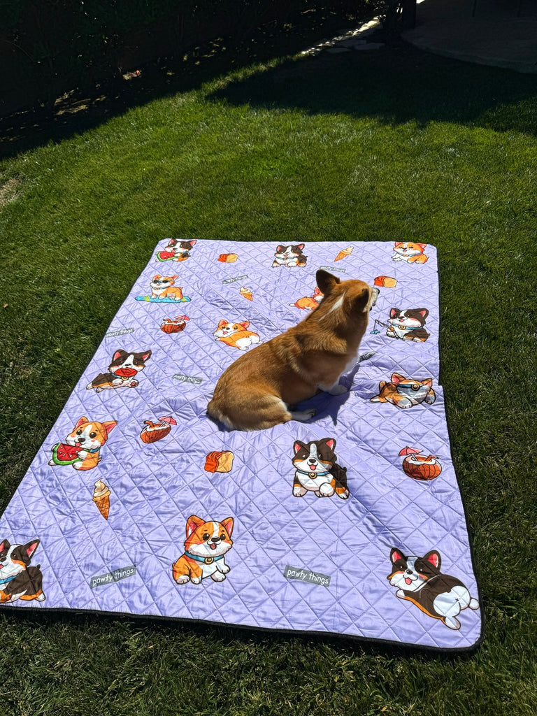 Corgi Picnic/Beach Blanket (Lavender) - PAWTY THINGS