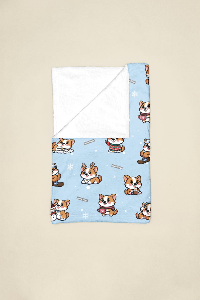 Rocket Corgi - mas Plush Blanket (Icy Blue) - PAWTY THINGS