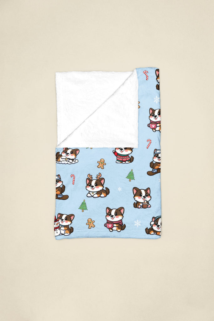 Rocket Corgi - mas Plush Blanket (Icy Blue) - PAWTY THINGS