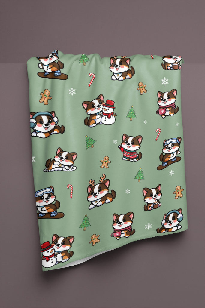 Rocket Corgi - mas Plush Blanket (Matcha) - PAWTY THINGS