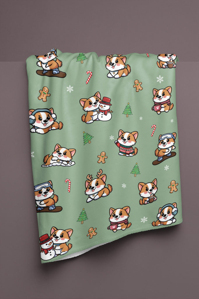 Rocket Corgi - mas Plush Blanket (Matcha) - PAWTY THINGS