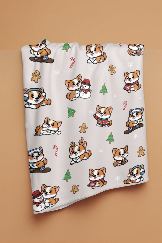 Rocket Corgi - mas Plush Blanket (Off - White) - PAWTY THINGS