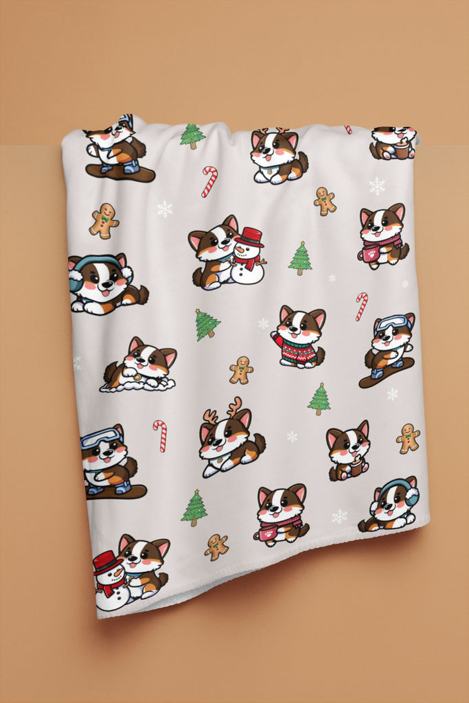 Rocket Corgi - mas Plush Blanket (Off - White) - PAWTY THINGS