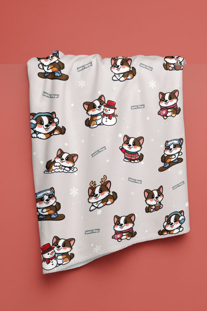 Rocket Corgi - mas Plush Blanket (Off - White) - PAWTY THINGS