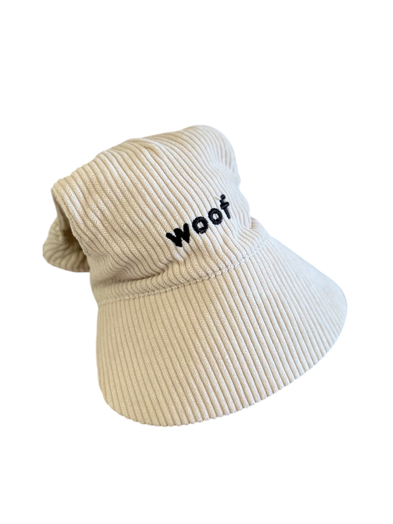 Woof Corduroy Hat (Off - White) - PAWTY THINGS