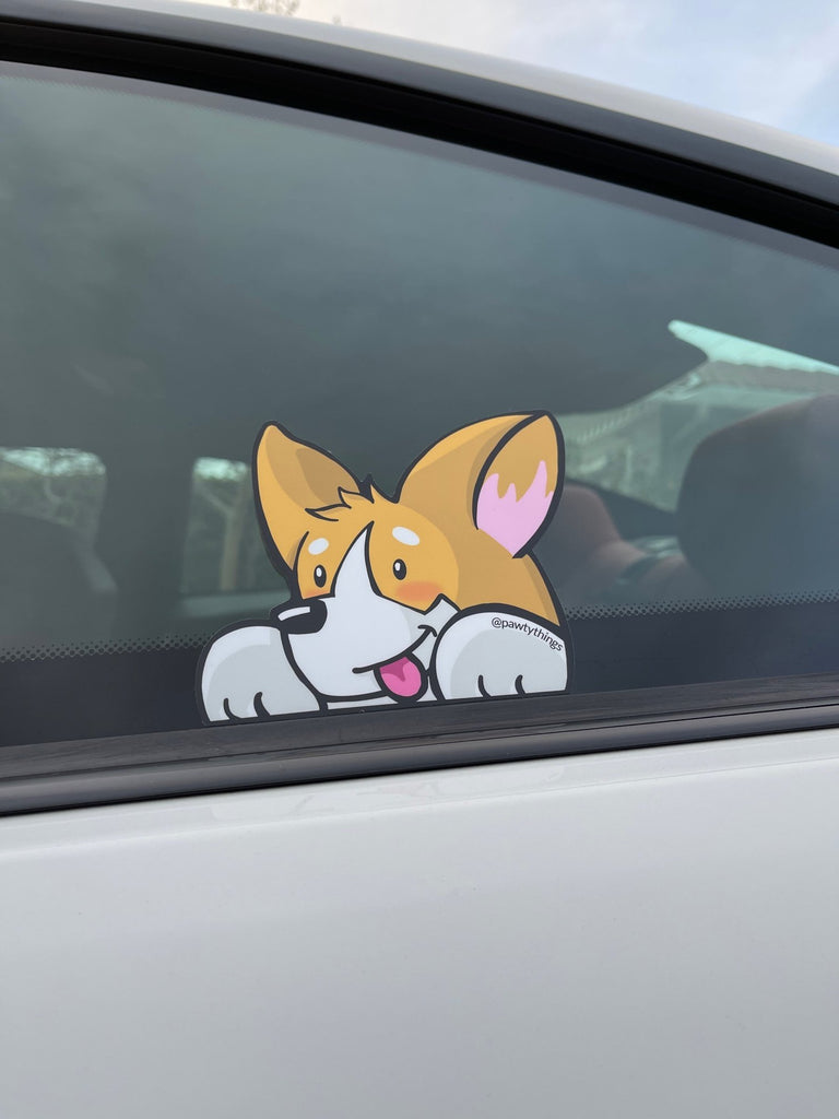 PAWTY THINGS Peeking Corgi Sticker - Fawn - PAWTY THINGS