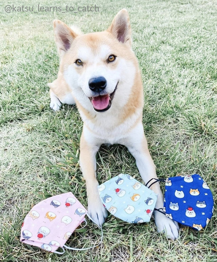 Shiba 3D Washable Face Mask (Baby Blue) - PAWTY THINGS