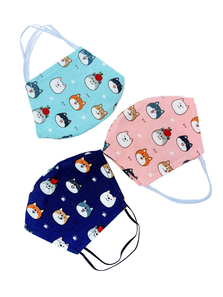 Shiba 3D Washable Face Mask (Baby Blue) - PAWTY THINGS