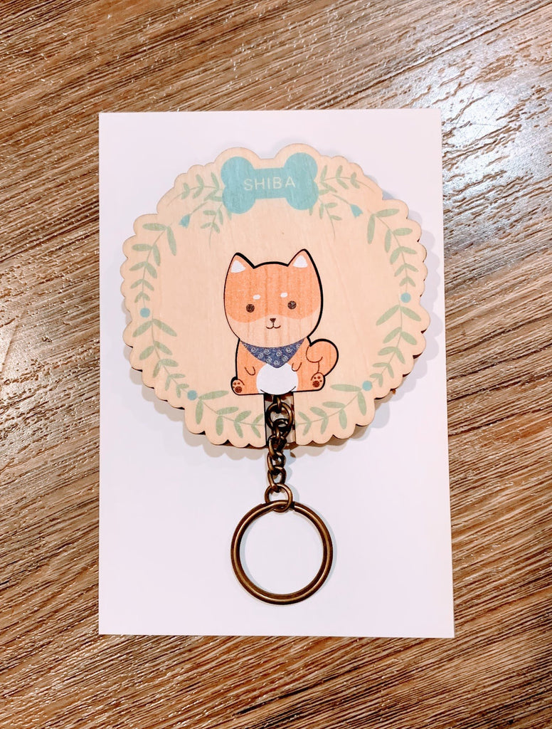 Shiba Wood Puzzle Keychain - PAWTY THINGS